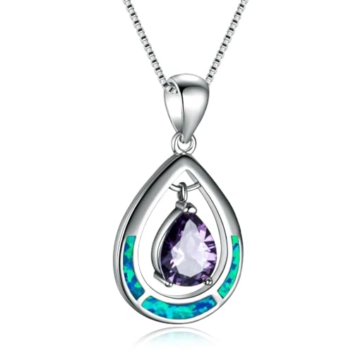 SKJUBLPG Bohemian-Halskette mit ovalem Anhänger für Damen und Mädchen, oval, weiß-blau, Party-Charm-Schmuck, Verlobung, Ehering-Zubehör, Einstellbar, Kristall von SKJUBLPG