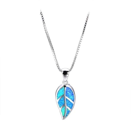 SKJUBLPG Bohemian-Halskette mit ovalem Anhänger für Damen und Mädchen, oval, weiß-blau, Party-Charm-Schmuck, Verlobung, Ehering-Zubehör, Einstellbar, Kristall von SKJUBLPG