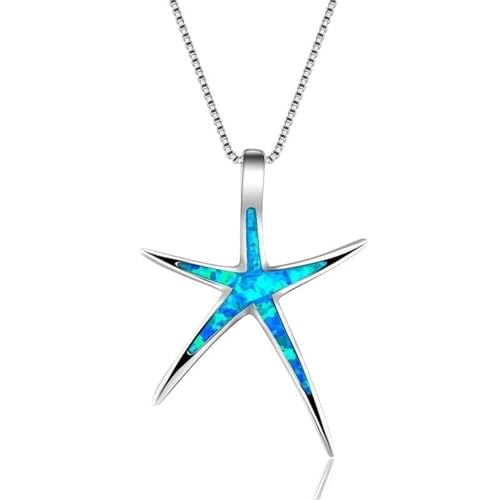 SKJUBLPG Bohemian-Halskette mit ovalem Anhänger für Damen und Mädchen, oval, weiß-blau, Party-Charm-Schmuck, Verlobung, Ehering-Zubehör, Einstellbar, Kristall von SKJUBLPG