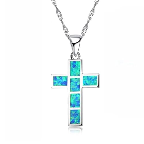 SKJUBLPG Bohemian-Halskette mit ovalem Anhänger für Damen und Mädchen, oval, weiß-blau, Party-Charm-Schmuck, Verlobung, Ehering-Zubehör, Einstellbar, Kristall von SKJUBLPG