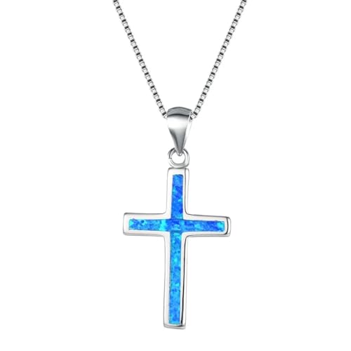 SKJUBLPG Bohemian-Halskette mit ovalem Anhänger für Damen und Mädchen, oval, weiß-blau, Party-Charm-Schmuck, Verlobung, Ehering-Zubehör, Einstellbar, Kristall von SKJUBLPG