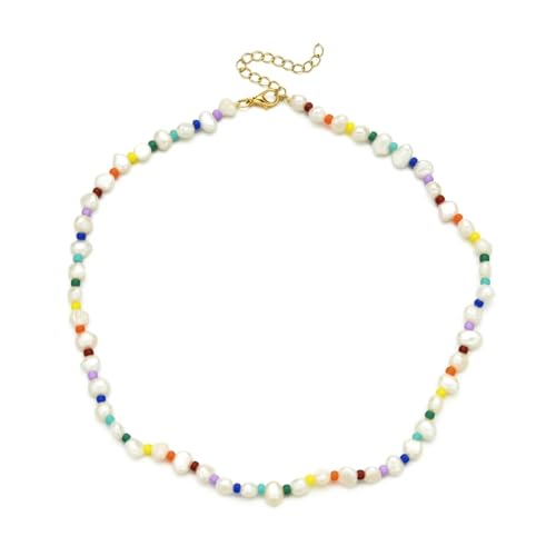 SKJUBLPG Bohemian-Perlen-Halskette, elegant, unregelmäßig, Hochzeitsschmuck, Einstellbar, Kristall von SKJUBLPG