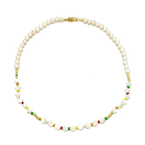 SKJUBLPG Bohemian-Perlen-Halskette, elegant, unregelmäßig, Hochzeitsschmuck, Einstellbar, Kristall von SKJUBLPG