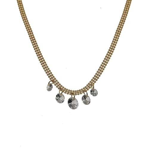 SKJUBLPG Design 925 Quaste Perlen Halskette Weiblich Fashion Trend Temperament Schlüsselbein Kette, Einstellbar, Kristall von SKJUBLPG
