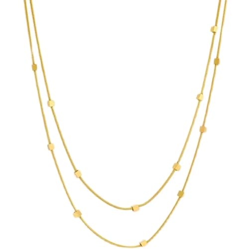 SKJUBLPG Doppellagige quadratische Choker-Halskette für Damen, Modeschmuck, Accessoires, Schlüsselbein, modisch, für den täglichen Gebrauch, Einstellbar, Kristall von SKJUBLPG