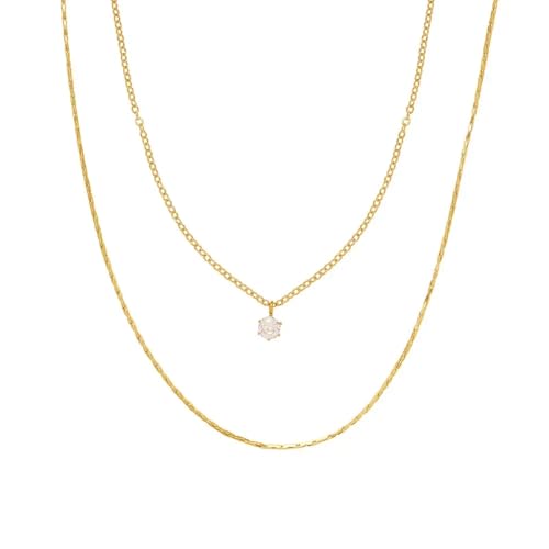 SKJUBLPG Glänzendes Design, luxuriös, Gothic-Stil, doppellagig, modische Halskette, stilvoll für den täglichen Gebrauch, Einstellbar, Kristall von SKJUBLPG