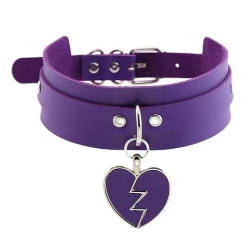 SKJUBLPG Halskette für Damen und Herren, Punk, Gothic, rund, Herz, Stern, personalisierbar, Quaste, Violett, Einstellbar, Kristall von SKJUBLPG