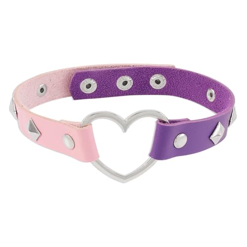 SKJUBLPG Halskette für Damen und Herren, Punk, Gothic, rund, Herz, Stern, personalisierbar, Quaste, Violett, Einstellbar, Kristall von SKJUBLPG