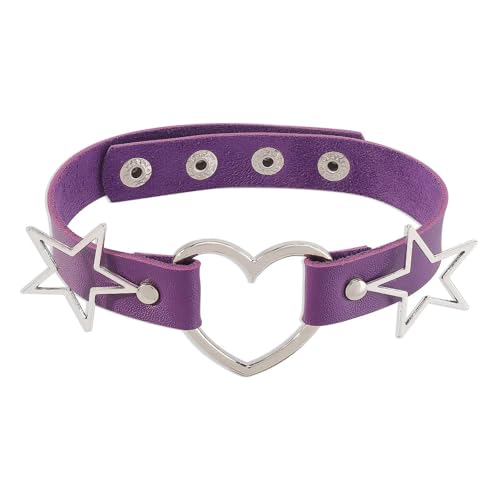 SKJUBLPG Halskette für Damen und Herren, Punk, Gothic, rund, Herz, Stern, personalisierbar, Quaste, Violett, Einstellbar, Kristall von SKJUBLPG