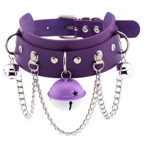 SKJUBLPG Halskette für Damen und Herren, Punk, Gothic, rund, Herz, Stern, personalisierbar, Quaste, Violett, Einstellbar, Kristall von SKJUBLPG