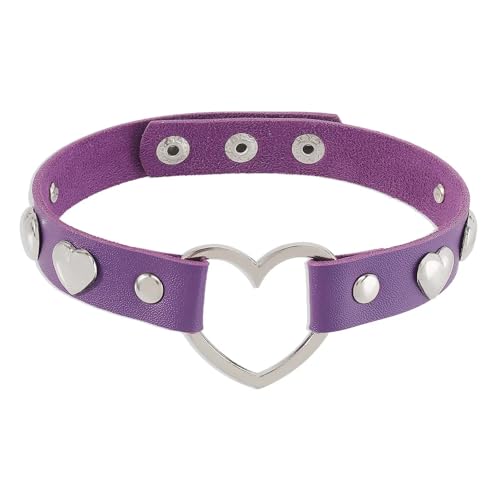 SKJUBLPG Halskette für Damen und Herren, Punk, Gothic, rund, Herz, Stern, personalisierbar, Quaste, Violett, Einstellbar, Kristall von SKJUBLPG