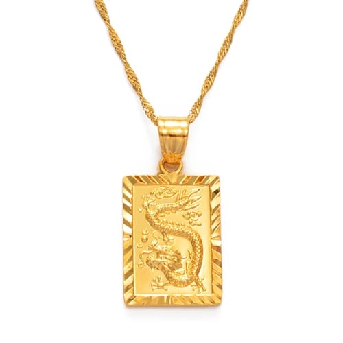 SKJUBLPG Halskette mit Anhänger in Form eines glücksverheißenden Drachens, Schmuck für Damen und Mädchen, chinesischer Fu-Segen von SKJUBLPG