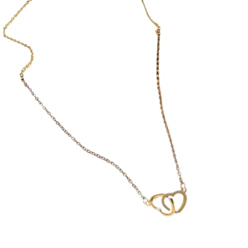 SKJUBLPG Halskette mit Doppelherzen, exquisites Damen-Accessoire, trendiger Schmuck, modisch für den täglichen Gebrauch, Einstellbar, Kristall von SKJUBLPG