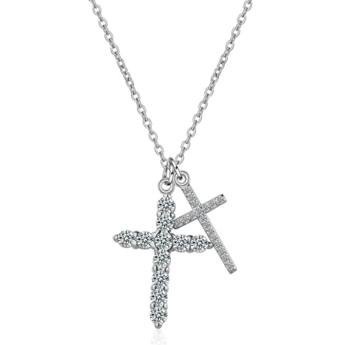 SKJUBLPG Halskette mit Kreuz-Anhänger für Damen und Herren, glänzend, 925, schön, vielseitig, kann stapelbar getragen werden von SKJUBLPG