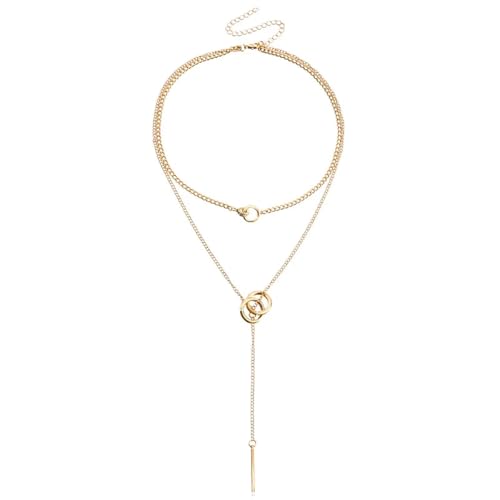 SKJUBLPG Halskette mit doppeltem Kreis-Anhänger, mehrschichtige Halskette, Damen-Schmuck, Accessoires, Mädchen, Bohemian-Mode, Einstellbar, Kristall SKJUBLPG Halskette mit doppeltem Kreis-Anhänger, mehrschichtige Halskette, Damen-Schmuck, Accessoires, Mädchen, Bohemian-Mode, Einstellbar, Kristall von SKJUBLPG
