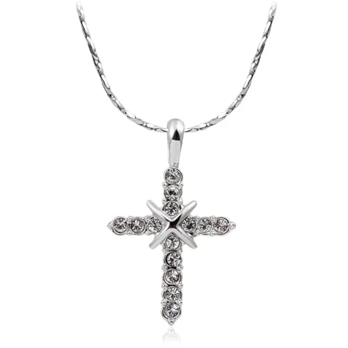 SKJUBLPG Halskette mit süßem Kreuz-Anhänger für Damen, Mädchen, Herren, Schmuck, 45 cm, Einstellbar, Kristall von SKJUBLPG