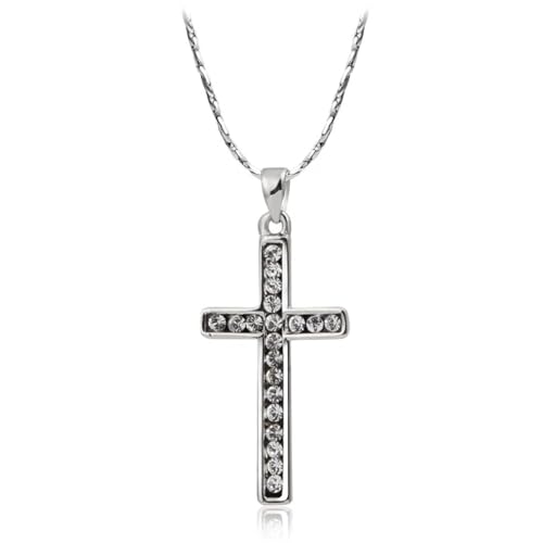 SKJUBLPG Halskette mit süßem Kreuz-Anhänger für Damen, Mädchen, Herren, Schmuck, 45 cm, Einstellbar, Kristall von SKJUBLPG
