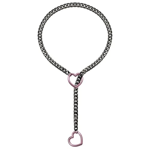 SKJUBLPG Herzförmige Halskette, Persönlichkeit, Punk-Rock, kubanischer langer Kettenring, verschiebbarer Damen-Choker, Einstellbar, Kristall von SKJUBLPG