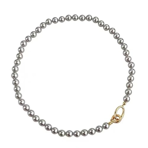 SKJUBLPG Hochwertige graue Perlenkette für Damen, Modeschmuck, Mädchen, Luxus-Accessoires SKJUBLPG Hochwertige graue Perlenkette für Damen, Modeschmuck, Mädchen, Luxus-Accessoires von SKJUBLPG