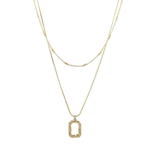 SKJUBLPG Klassische Halskette mit doppeltem Anzug, geometrischer Anhänger, für Damen, Modeschmuck, Party, luxuriöses Mädchen SKJUBLPG Klassische Halskette mit doppeltem Anzug, geometrischer Anhänger, für Damen, Modeschmuck, Party, luxuriöses Mädchen von SKJUBLPG