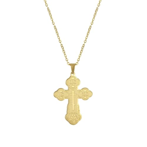 SKJUBLPG Klassische Kreuz-Anhänger-Halskette mit stilvoller gedrehter Kette, Herrenschmuck, schön und vielseitig, kann gestapelt getragen werden, Einstellbar, Kristall von SKJUBLPG