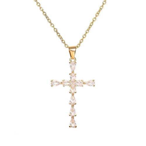 SKJUBLPG Kreuz-Halsketten für Damen und Herren, Anhänger, Halsbänder, modische Halsketten für den täglichen Gebrauch, Einstellbar, Kristall SKJUBLPG Kreuz-Halsketten für Damen und Herren, Anhänger, Halsbänder, modische Halsketten für den täglichen Gebrauch, Einstellbar, Kristall von SKJUBLPG