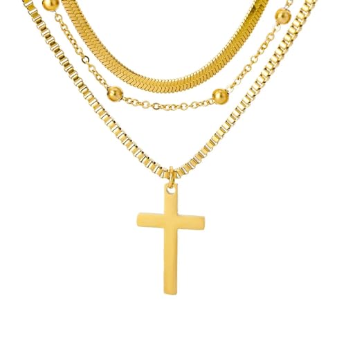 SKJUBLPG Mehrschichtige Damen-Halskette mit Kreuz-Anhänger, geometrische Kette, Choker, Hochzeitsschmuck von SKJUBLPG