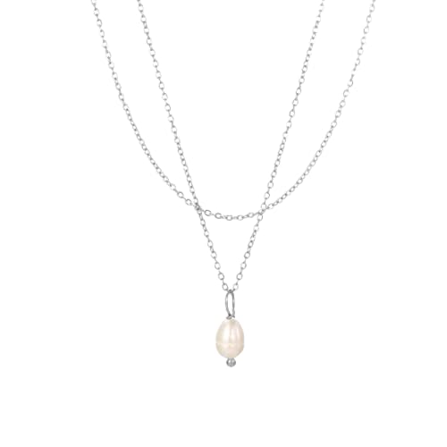 SKJUBLPG Minimalistische Perlenketten für Damen und Mädchen, doppellagig, Hochzeitsschmuck, Einstellbar, Kristall von SKJUBLPG