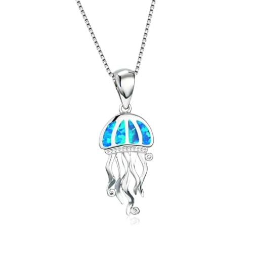 SKJUBLPG Modeschmuck Blumen-Halskette für Damen, Accessoires, Party, Mädchen, niedlicher blauer Anhänger, Einstellbar, Kristall SKJUBLPG Modeschmuck Blumen-Halskette für Damen, Accessoires, Party, Mädchen, niedlicher blauer Anhänger, Einstellbar, Kristall von SKJUBLPG