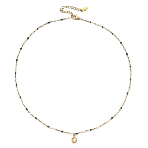 SKJUBLPG Modische Bohemian-Halskette mit schlichtem Anhänger, Vintage-Stil, Perlenkette, Einstellbar, Kristall von SKJUBLPG