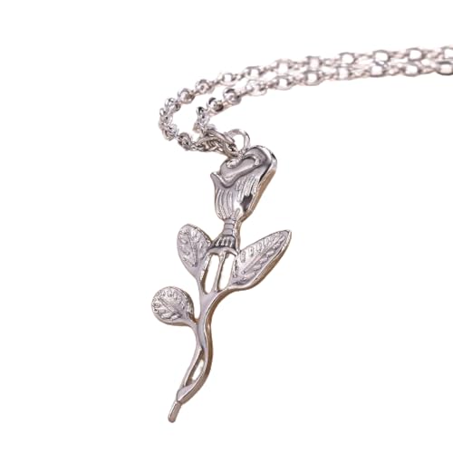 SKJUBLPG Modische Halskette mit Rosen-Anhänger, Schlüsselbeinkette, Hochzeitsschmuck, modisch für den täglichen Gebrauch, Einstellbar, Kristall von SKJUBLPG
