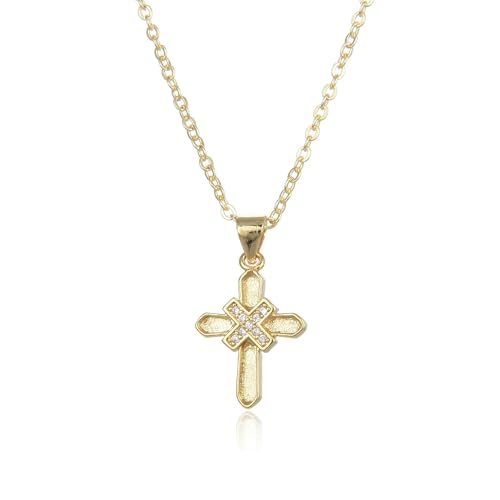SKJUBLPG Modische Halskette mit doppeltem Kreuz-Anhänger, Schmuck für Herren und Damen, Schlüsselbein-Kette, Einstellbar, Kristall von SKJUBLPG