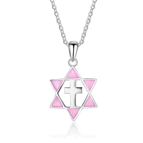 SKJUBLPG Modische Halskette mit sechseckigem Sternkreuz, geometrischer Anhänger, Halskette, Damen-Accessoires, Hochzeitsschmuck, niedlich, Einstellbar, Kristall von SKJUBLPG