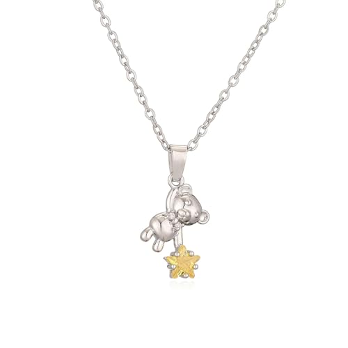 SKJUBLPG Modische Halskette mit süßem Bären-Anhänger für Damen und Mädchen, weiß/gelb/rosa, Einstellbar, Kristall SKJUBLPG Modische Halskette mit süßem Bären-Anhänger für Damen und Mädchen, weiß/gelb/rosa, Einstellbar, Kristall von SKJUBLPG