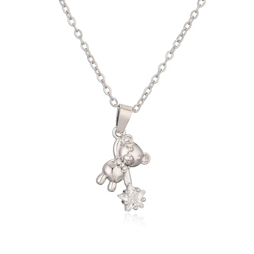 SKJUBLPG Modische Halskette mit süßem Bären-Anhänger für Damen und Mädchen, weiß/gelb/rosa, Einstellbar, Kristall SKJUBLPG Modische Halskette mit süßem Bären-Anhänger für Damen und Mädchen, weiß/gelb/rosa, Einstellbar, Kristall von SKJUBLPG