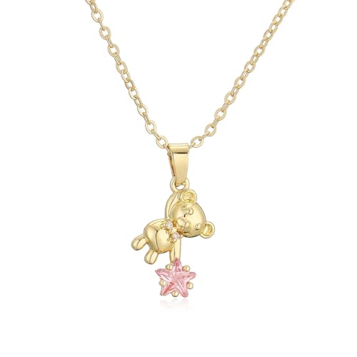 SKJUBLPG Modische Halskette mit süßem Bären-Anhänger für Damen und Mädchen, weiß/gelb/rosa, Einstellbar, Kristall SKJUBLPG Modische Halskette mit süßem Bären-Anhänger für Damen und Mädchen, weiß/gelb/rosa, Einstellbar, Kristall von SKJUBLPG