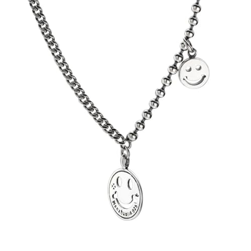 SKJUBLPG Modische Hip-Hop-Halskette mit Smiley-Gesicht, Buchstaben, trendiger Schmuck für Männer und Frauen von SKJUBLPG