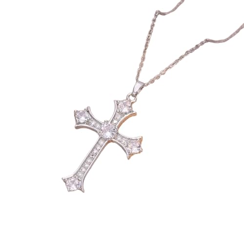 SKJUBLPG Modische Vintage-Halskette mit Hip-Hop-Kreuz-Anhänger für Damen und Mädchen, Einstellbar, Kristall SKJUBLPG Modische Vintage-Halskette mit Hip-Hop-Kreuz-Anhänger für Damen und Mädchen, Einstellbar, Kristall von SKJUBLPG