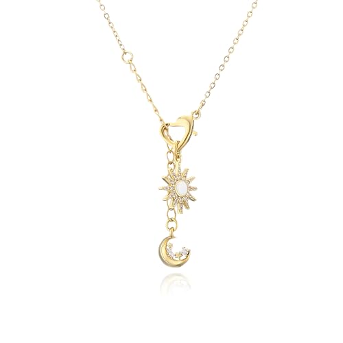 SKJUBLPG Modischer feiner Schmuck Stern Mond Halskette, Blau und Weiß Halskette für Frauen Mädchen Y-Form Kette, Einstellbar, Kristall von SKJUBLPG