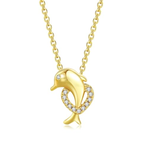 SKJUBLPG Romantische Herzform Delfin-Anhänger Halskette für Damen, zartes Halsband, Mädchen-Schmuck, Einstellbar, Kristall SKJUBLPG Romantische Herzform Delfin-Anhänger Halskette für Damen, zartes Halsband, Mädchen-Schmuck, Einstellbar, Kristall von SKJUBLPG