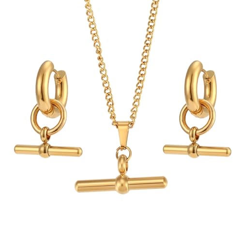 SKJUBLPG Schlichtes Design T-Form Anhänger Halskette für Frauen Mädchen Damen Schmuck, Einstellbar, Kristall von SKJUBLPG