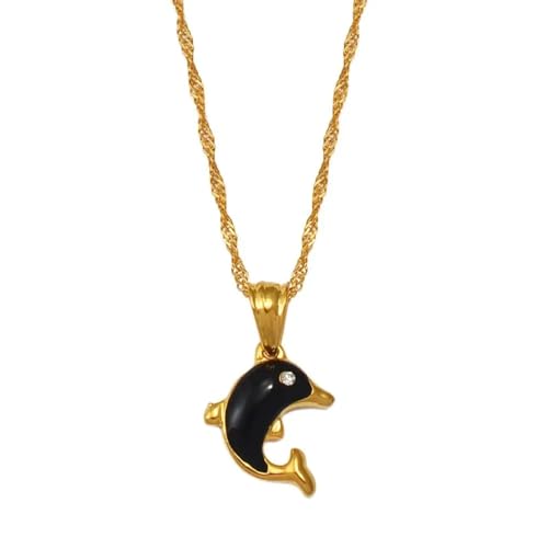 SKJUBLPG Schwarzer Delfin-Anhänger für Damen und Mädchen, Schmuck, modisch, für den täglichen Gebrauch SKJUBLPG Schwarzer Delfin-Anhänger für Damen und Mädchen, Schmuck, modisch, für den täglichen Gebrauch von SKJUBLPG
