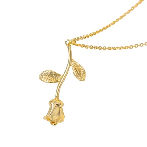 SKJUBLPG Statement-Halskette mit rosafarbenen Rosen für Damen, übergroß, Bohemian-Schmuck, Einstellbar, Kristall von SKJUBLPG