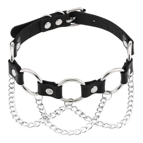 SKJUBLPG Verschiedene Arten von Halsketten und Anhängern für Damen und Herren, Punk, Gothic, schwarze Halskette, cooles Halsband, Einstellbar, Kristall von SKJUBLPG