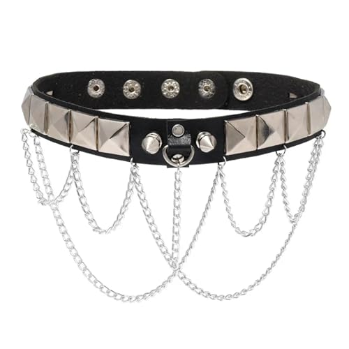 SKJUBLPG Verschiedene Arten von Halsketten und Anhängern für Damen und Herren, Punk, Gothic, schwarze Halskette, cooles Halsband, Einstellbar, Kristall von SKJUBLPG
