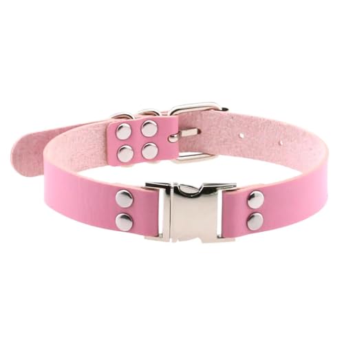 SKJUBLPG Verschiedene Kette mit rundem Anhänger, Halskette für Damen und Herren, Punk, Gothic, Rosa, cooles Halsband, Einstellbar, Kristall von SKJUBLPG
