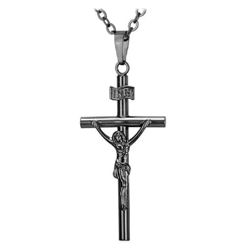Vintage Kreuz Anhänger christliche Halskette, geeignet für Männer/Frauen, schön und vielseitig, kann gestapelt getragen werden, Einstellbar, Kristall von SKJUBLPG