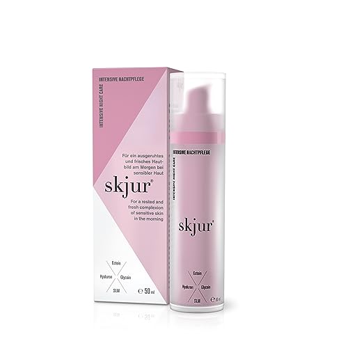 Skjur intensive Nachtpflege - Nachtcreme Gesicht für empfindliche Haut - Gesichtscreme Damen - Gesichtspflege mit Ectoin, Glycoin, Hyaluron & SLM - Moisturizer Face Care - vegane Skincare (50ml) von SKJUR