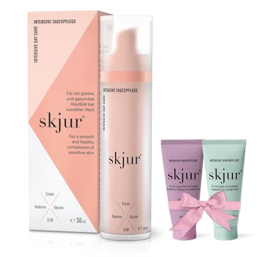 Skjur intensive Tagespflege 50ml (mit 2x Gratisproben) - Gesichtscreme Damen mit Hyaluron & Ectoin, Tagescreme Gesicht gegen Falten, Gesichtspflege Damen, Feuchtigkeitscreme Gesicht - Vegane Skincare von SKJUR