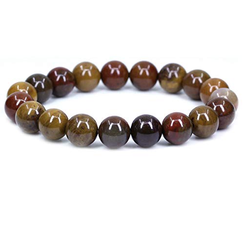 SKKIKHYBPO Modisches Stretch-Armband für Damen und Herren, 10 mm, runde Perlen, Jaspis, 17,8 cm, Unisex, Stein von SKKIKHYBPO